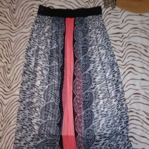 Black/White/Coral Skirt
